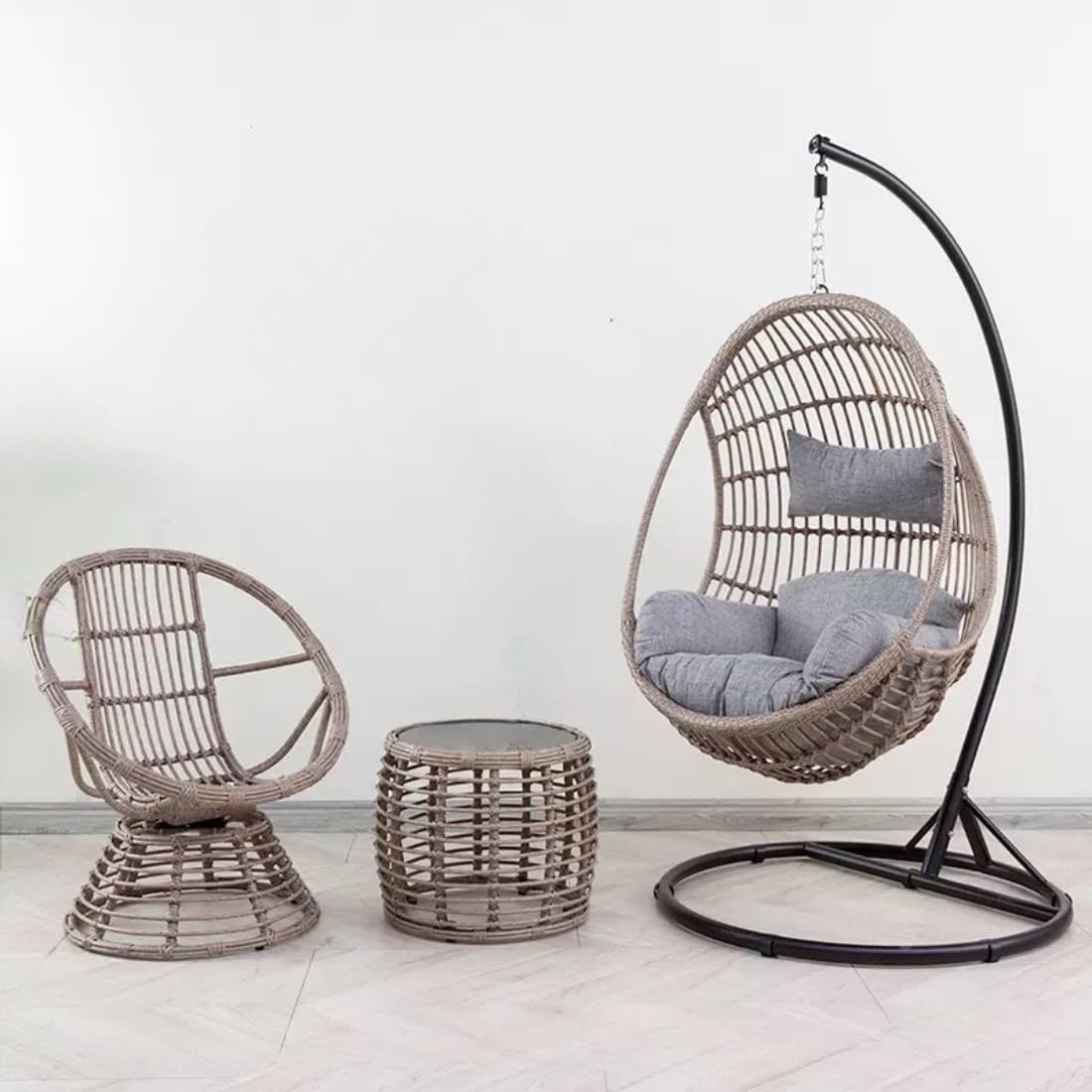 Amazon｜Sprouor椅子家庭用怠け者籐編みロッキングチェアペアゆりかご